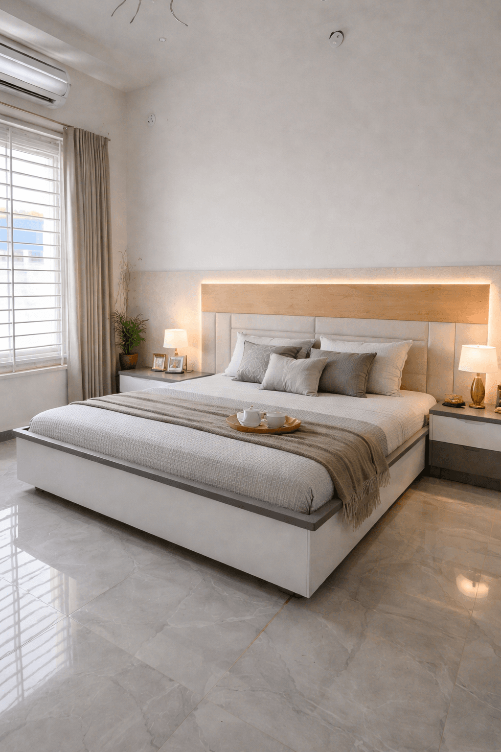 Warm Luxury Bedroom Suite interior project in HSR Layout, Bangalore